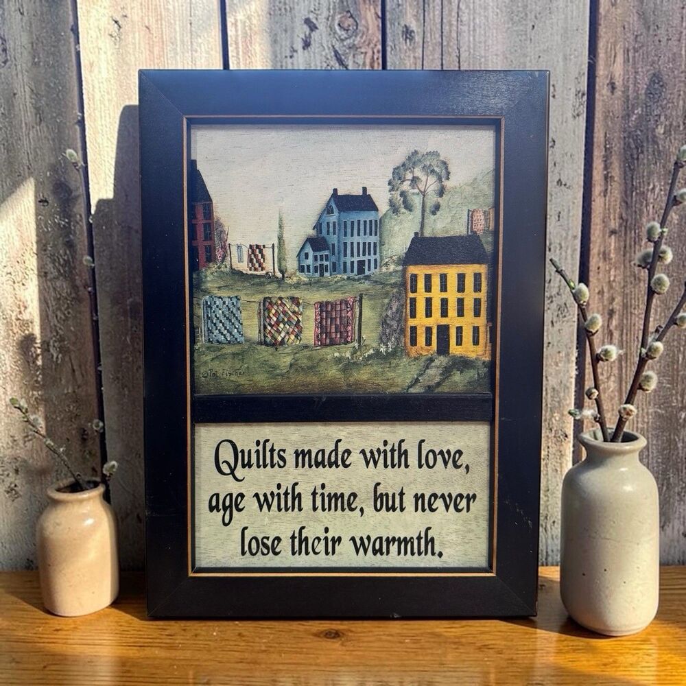 Primitive Wall Art Americana Farmhouse Quilt Decor Pat Fischer Framed Art Print